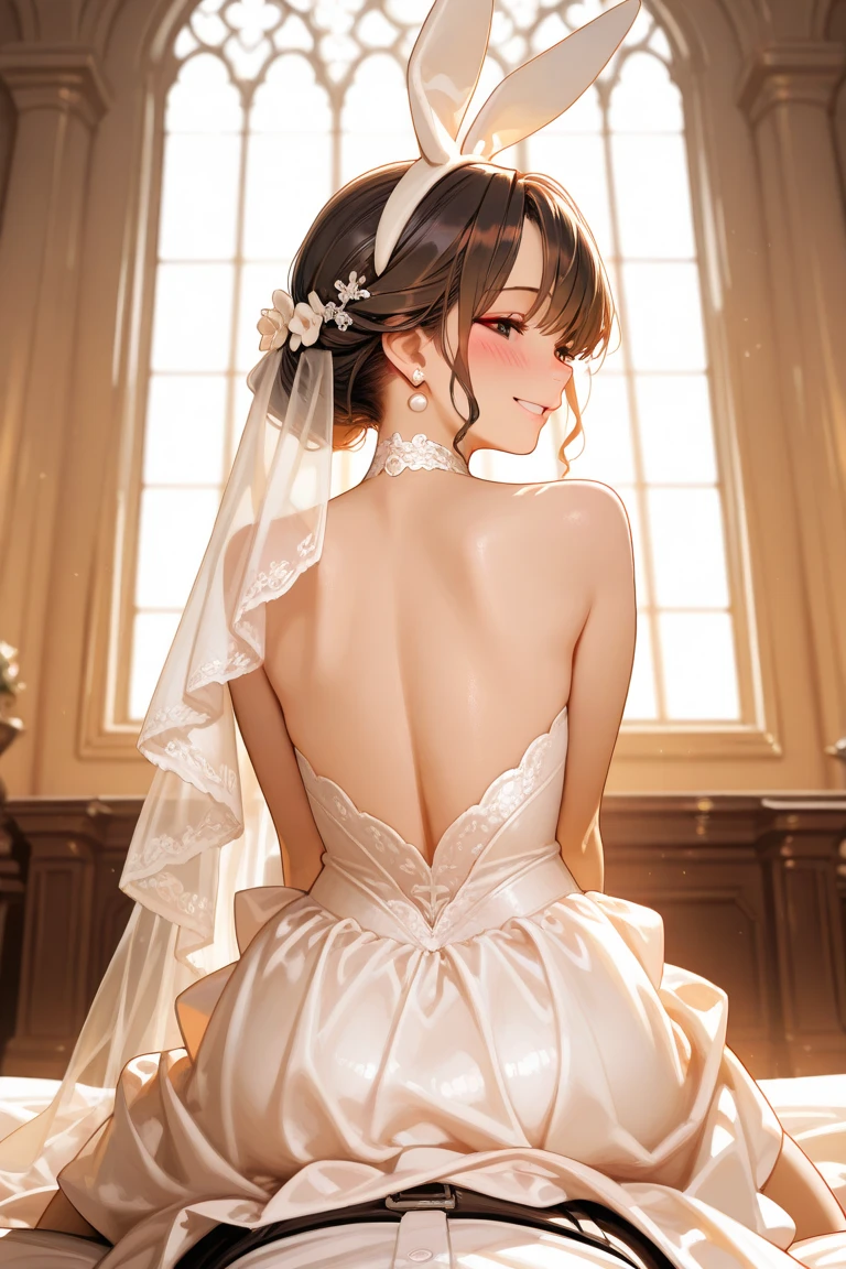 BREAK Perfect Anatomy、(High resolution:1.2)、Incredible illustrations、(Cute illustrations:1.2)、(beautiful ass)（Beautiful background）June Bride　(pencil drawing:2.0)