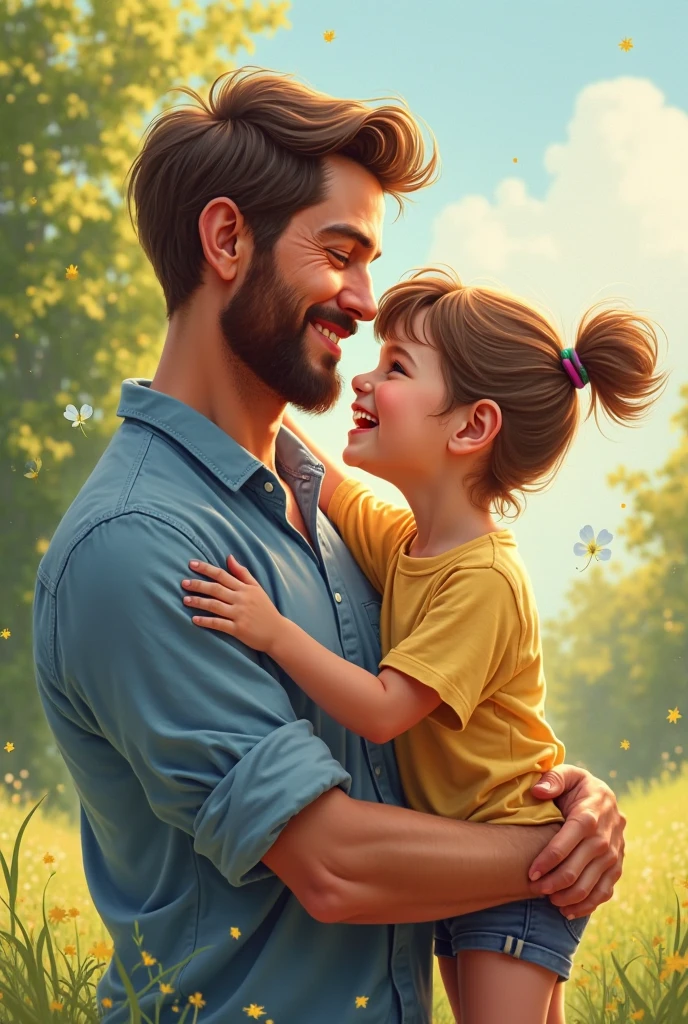 A girl with her father

