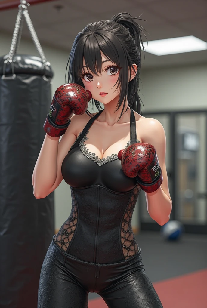 ((Unreal Engine 5)), Realistic Rendering, Excellent, (sexy skimpy bikini:1.3), looking on camera, (standing:1.8), beautiful face, makeup, CGImix, (photorealism:1.2), ultrarealistic uhd face, (huge soft boobs:1.5), (muscle abs:1.3), (big butt:1.3), (wide hips), (thick thighs), slim waist, hourglass figure, half body, ((glowing skin)), ((shiny skin)), Realistic body, ((she )), ((clean skin)), photorealistic, bokeh, motion blur, masterpiece, highres, 1080P, super detail, textured skin. Boxing, women boxing, boxing gloves