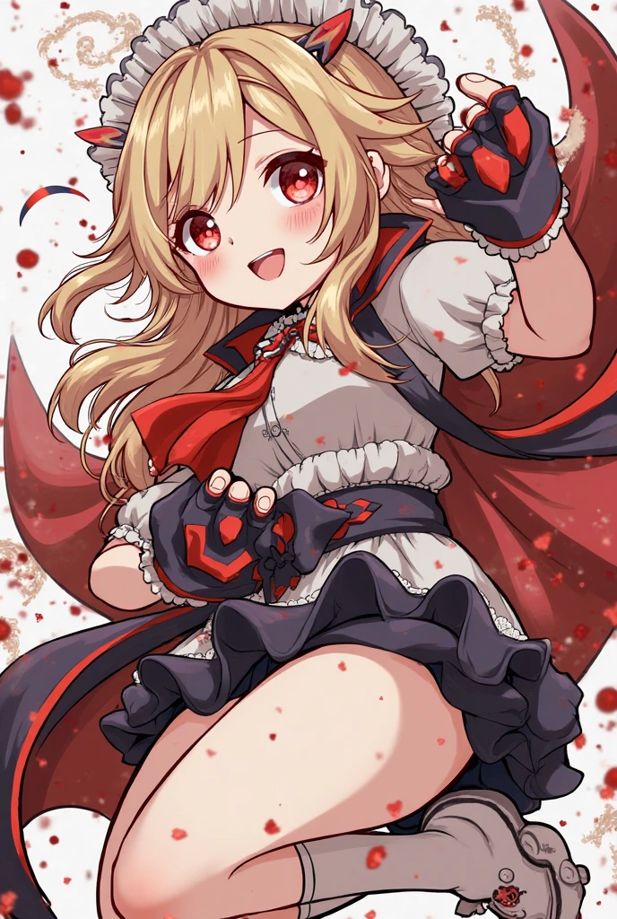 score_9, score_8_up, score_7_up, source_anime, source_cartoon, helltaker, 1girl, solo, red eyes, medium hair, grey hair, curly hair, two side up, french braid, sidelocks, black ribbon, hair ribbon, red ribbon, neck ribbon, corset, armored dress, torn clothes, breastplate, gloves, greaves, plate armor, belt, tower shield, holding weapon, shotgun, blood on clothes, blood on face, smile, open mouth, yandere, <lora:yd_sdxl_linearv6:0.8>