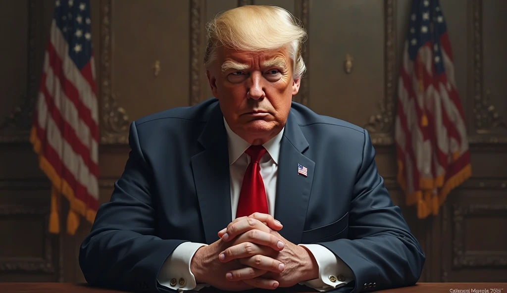 Foto presidente trump, pequenos detalhes, fotorrealista, foto ultrarrealista, 8k uhd, dslr, soft-lighting, alta qualidade, grain of film, Fujifilm XT3, (obra-prima)
