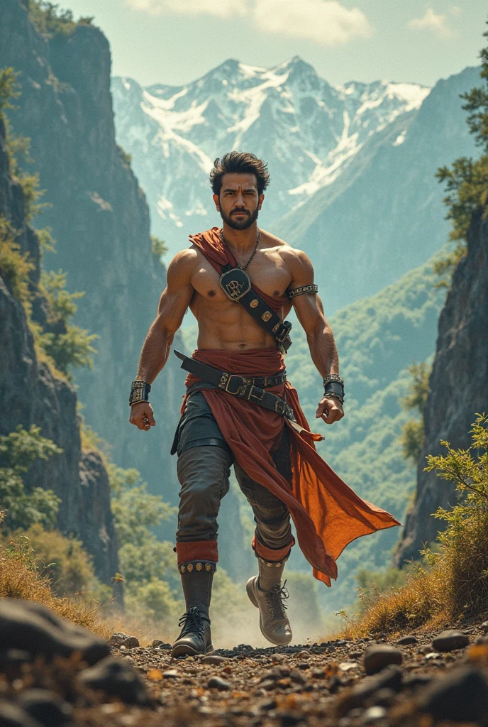 Indian actor Tiger Shroff he is a desert and many people attack him and many fighter plane fly out he look like warrior