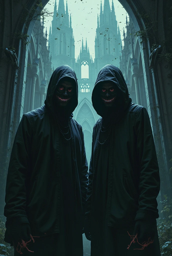 my fight against the demons from my past Surrounded by many demons from my past with the darkness and heavy fog and hellfire in the background How the many dementors try to steal my soul It is important that I am in the foreground and the demons follow me and try to surround me I am in a hacker outfit with a black hoodie and a mask that looks like a skull