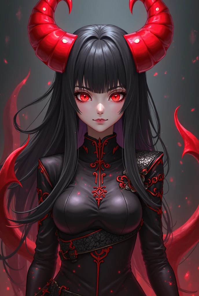 draped in flowing fabric, detailed, intricate, elegant, black sorceress robes, long black hair, braids, red eyes, hell, fire, looking up, embers, sparks, eyeliner, make up, blush, ulzzang-6500-v1.1, necklace, shawl, underground, dark