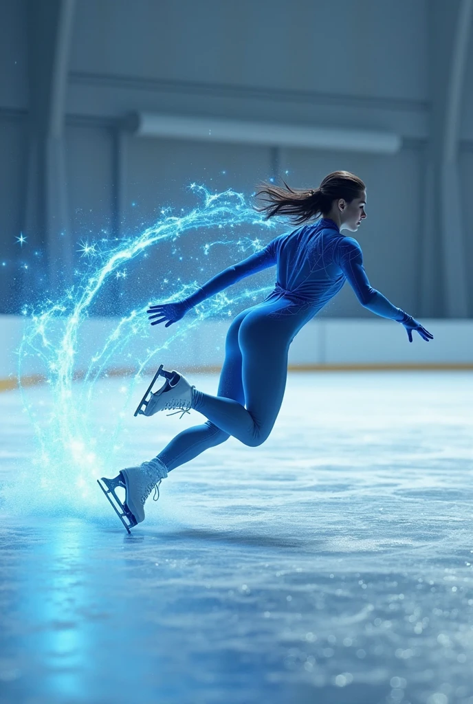 (Athlete), On the skating track, athletes wearing ice skates are gliding at high speed, with a light body. The background is the audience, full body, (Photography), panoramic view, award-winning, cinematic still, emotional, vignette, dynamic, vivid, (masterpiece, best quality, Professional, perfect composition, very aesthetic, absurdres, ultra-detailed, intricate details:1.3)