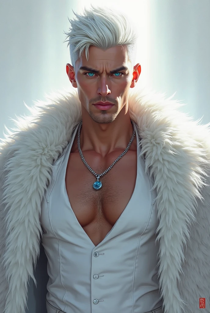 1man,handsome men,rabbit ear,muscular,bigboob,big tricep,gray hair,fur coat,holding wisky glass