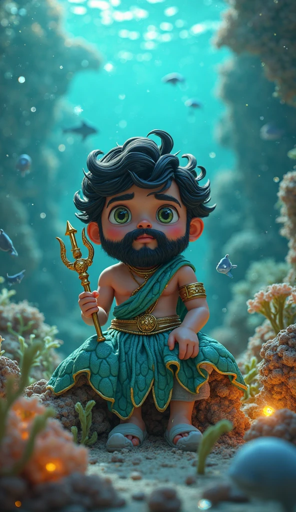 a child who fights with a trident that has the power to control the ocean