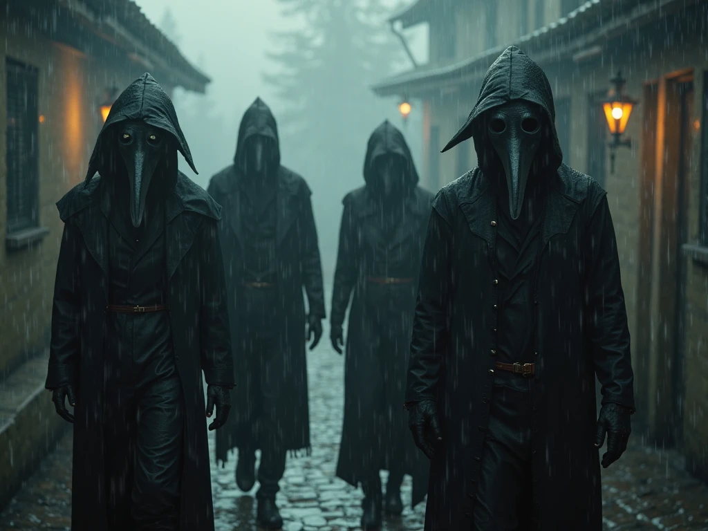 Banner, twitter, costume, strange people, black hood, no face, dark face, black horse,red eyes, hand holding a scythe, black coat skelet mask