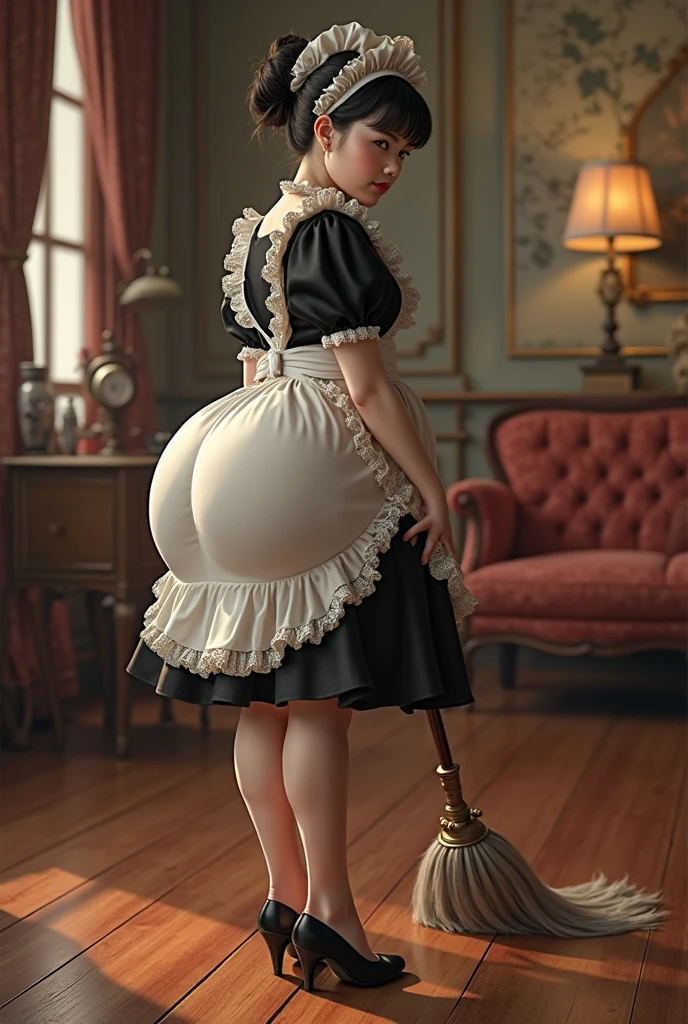 (AOC:1.1), no panties, from behind, hunched over, Wide hips, thick thighs, open_mouth, Oil painting, by sargent, bridal veil