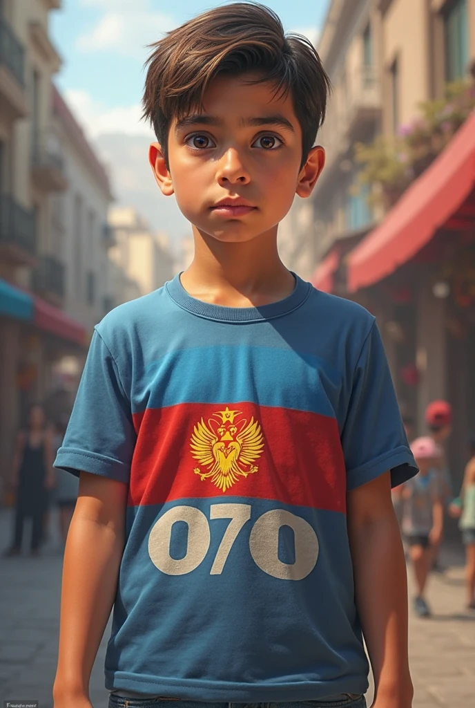 Boy from behind with the Colombia t-shirt with animated name Ian