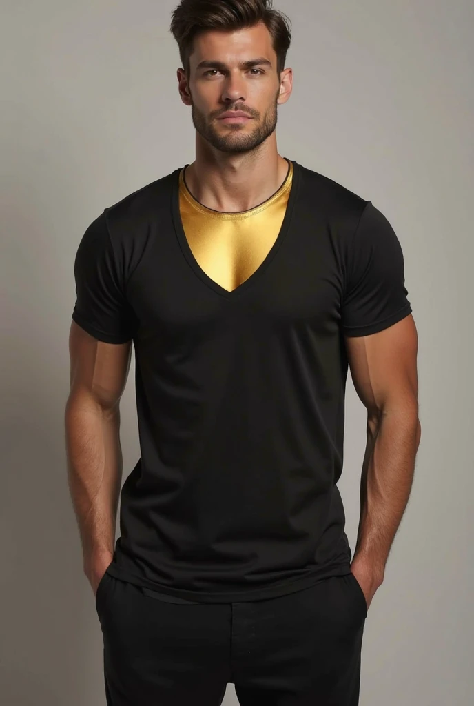 ((top quality, 8k, masterpiece: 1.3)), full body photo, wearing only underwear, thick gold necklace, (((upper body naked))), sneakers, tattooed ((Chinese handsome, handsome face)), 1 boy, handsome: 1.3, strong abs: 1.1, (golden lingerie, golden shining flakes), short hair, (standing on the grass), ultra-detailed face, highly detailed lips, detailed eyes, pale and translucent skin