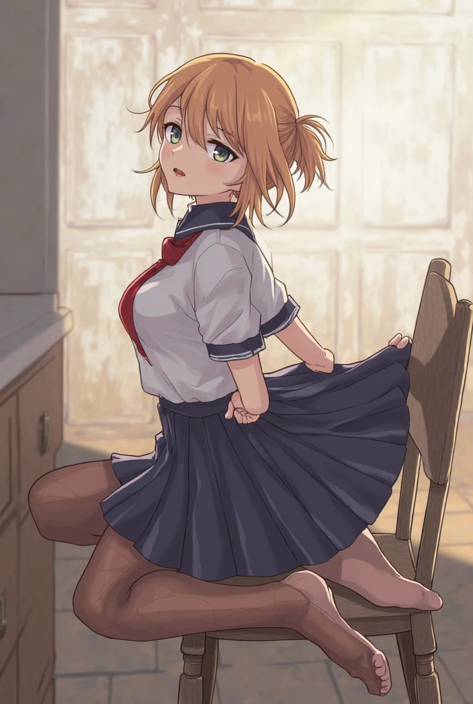 (djeeta,blonde hair, short hair, Brien eyes,naked)、beautiful girl、Masterpiece、{{{best quality}}},{illustration},{{an extremely delicate and beautiful}},{beautiful detailed eyes},[[[realistic]]],from below、Large Breasts、tits、naked、Miniskirtート、(Skirt Lift:1.5),(blush:1.4),(orgasm face:1.4),The shape of the nipple is protruding、barefoot、Correct number of handiniskirt、Thighs、Showing private parts、Sitting、Spread your legs、White panties、Wet panties、The vagina is visible through the panties、(background:Seaside sand beach)、Lift your legs、Spread your legs、巨大なtits、Small nipples、His jacket is open,One Man、How、legs up, vaginale,Sex,He is facing the woman and inserting his penis into her vagina.、 vaginale,creampie,close up,bending over,woman with edgOrgasm_face,pussy juice,{{{{vulgarity}}}},{{{{doggystyle:1.4}}}}, from side, 1girl, 1boy, {{{{Sex from behind:1.3}}}},barefoot、White short socks、Panties tangled around her ankles,Black Pantyhose