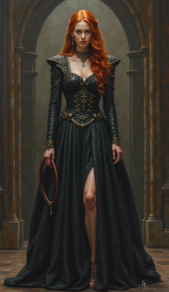 Create a black woman with very curly red hair dressed as a princess with a boy with veiny feet jumping while lying on the floor
