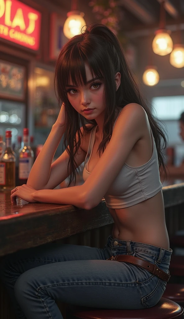 Woman,nude,shaved pussy,
(russian:1.4),
brunette hair,messy hair bun,bangs,(long hair:1.4),(cute hair buns),(small breasts)
sexual look,serious face,horny,(blushing:1.0),(freckles:1.5),(shy:1.5),
(big wide huge hips:1.0),(narrow waist:1.0),
Goggles on head,BREAK ,milkmaid summer dress ,BREAK,short leather jacket,underboob,BREAK,boots,(arm rings:1.4),toolbelt,
In Workshop,,particle light.portrait,cinematic illumination,volumetric lighting,wide angle,hyper realistic,ultra hd,realistic
