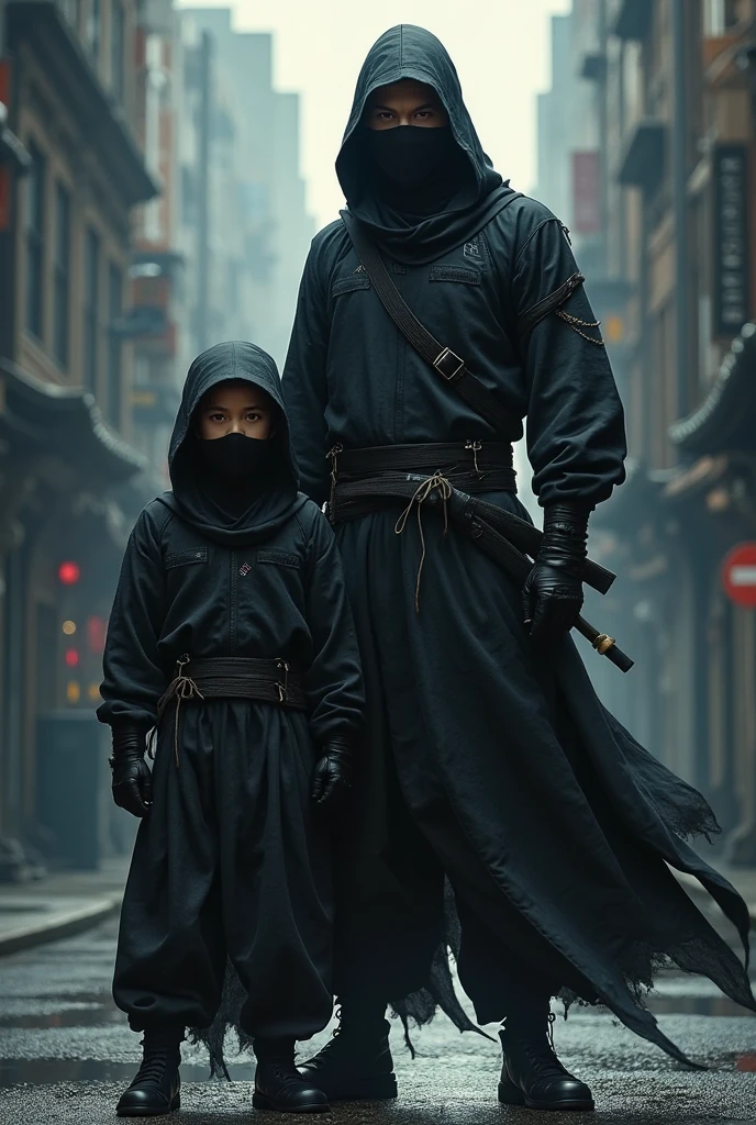 Black Grim Reaper and a scared girl running away