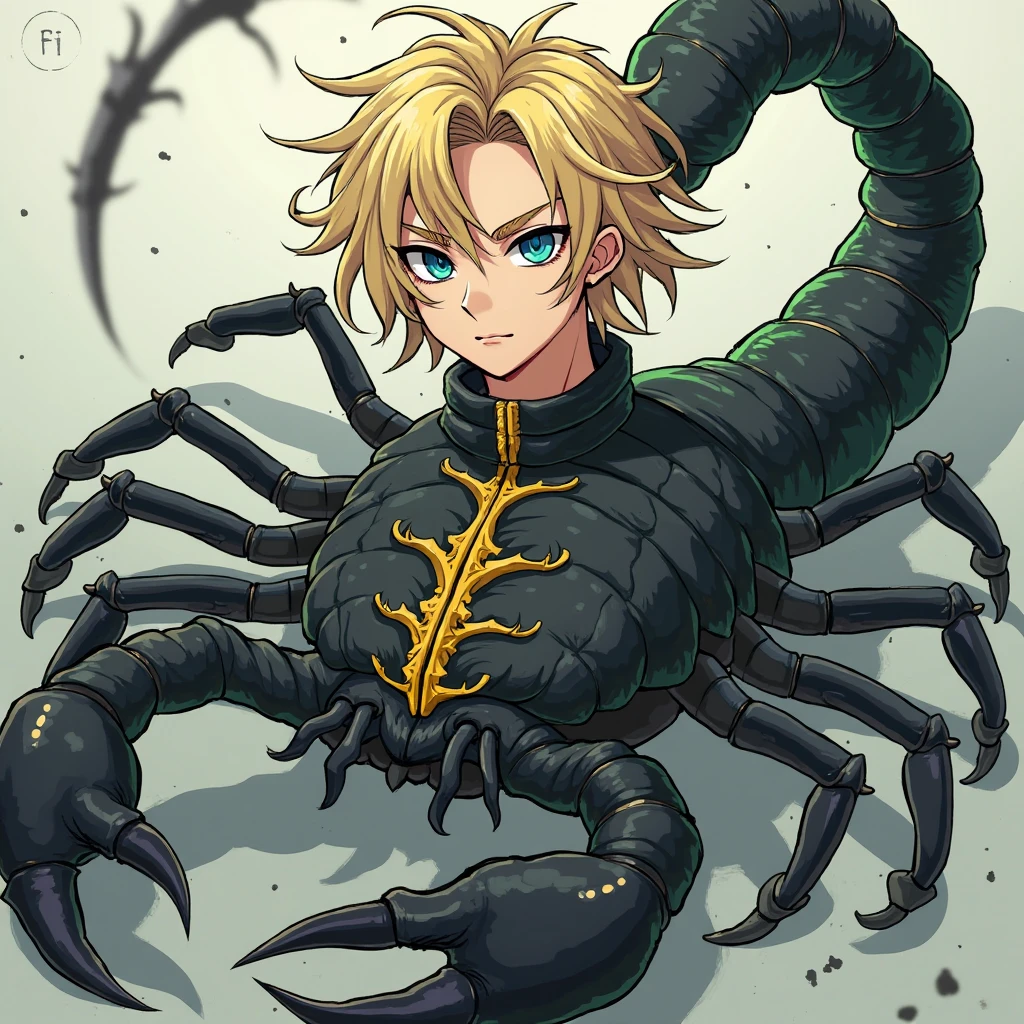 dark brown skin woman、white longhair、A centipede with one lower body