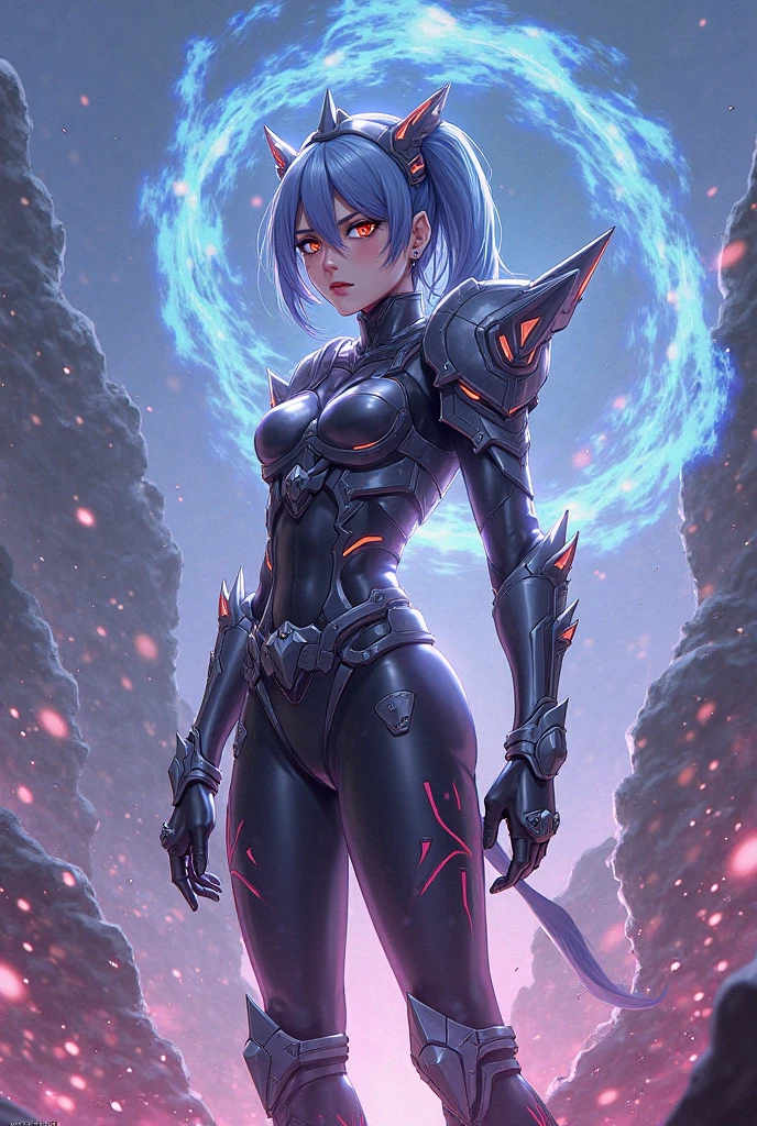 best quality,4k,8k,highres,masterpiece:1.2),ultra-detailed, extremely detailed eyes, extremely detailed body, (large masterpiece digital art), (detailed manga illustration), (detailed line art), ((perfect anatomy)), (intricate details:1.3), (ultra-detailed:1.3), (illustration:1.3), (sharp focus:1.3), (natural lighting:1.05), (vivid colors:1.3), (masterpiece), best quality, expressive eyes, perfect face, 1 girl, breasts, gloves, large breasts, {blue hair}, medium hair, wavy hair, (gray eyes), hourglass physique, huge ass, dynamic pose, dynamic lighting, fur trim, hair bun, glowing, crystal, delicate\(armor\), armor, ((full armor)), cuisses, shoulder armor, belt, hand guard, boots, glove, particles stream, creationmagic, ethereal creation, Magic Circle, glowing, crystal, jim lee, beautiful esd_woman, hair bun, fur trim, jewelry, crystal, wild energy, cinematic lighting, heroic atmosphere, Beautiful woman, Atey Ghailan, Jeremy Mann, Greg Manchess, Antonio Moro, trend in ArtStation, trend in CGSociety, Intricate, High Detail, Sharp focus, dramatic and photorealistic painting art by Midjourney and Greg Rutkowski, Marvel Cinematic Universe style, (((mystical gothic castle in the background))),