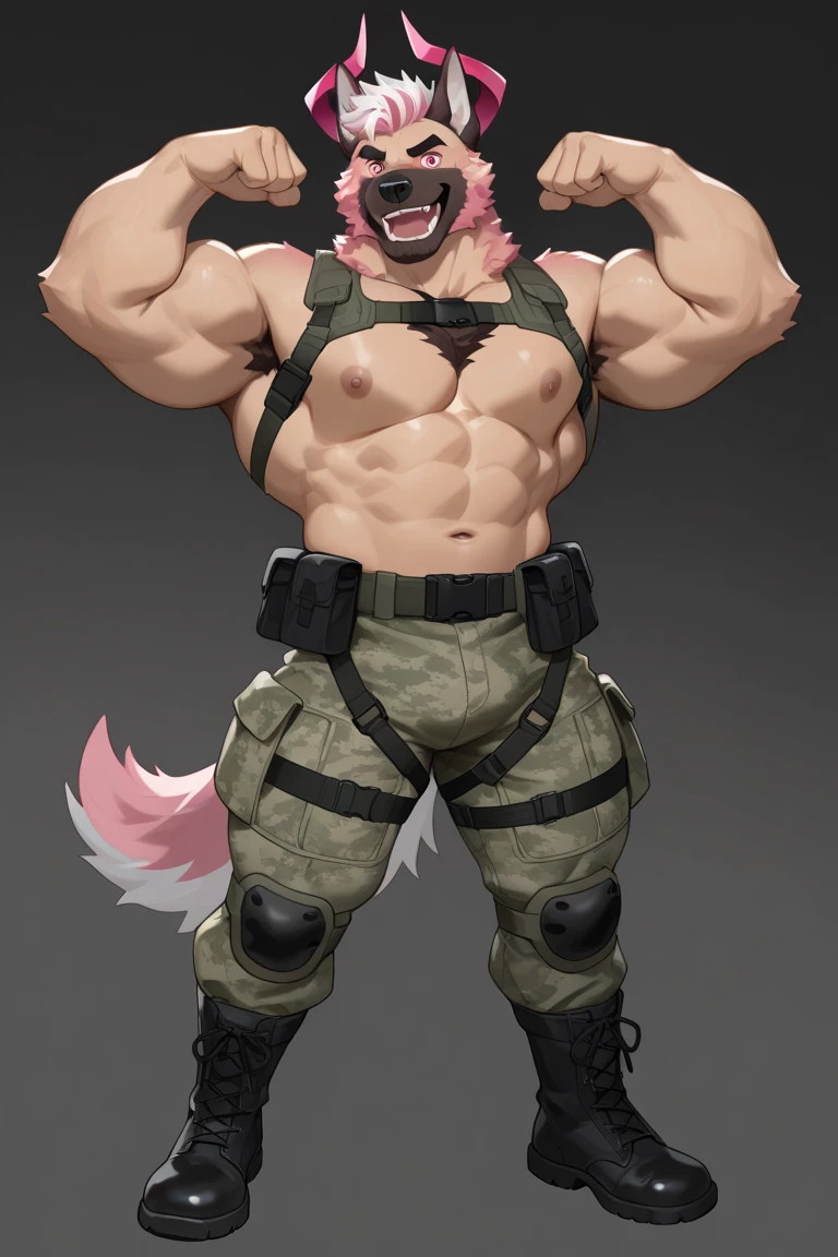 furry，Ultra-clear，16k，full body portrait，Full body close-up，Facial clarity，Bright Eyes，delicate eyes，Worm&#39;s eye view，solo focus，Main body gray，Canidae，Big dog，Wolf，male，juvenile，student，high school student，sports student，young，Tough Guy，Silver-gray hair，golden eyes，Eyes as bright as the sun，tall and strong，Muscles all over the body，Large pectoral muscles，8 pack abs，Powerful biceps，thick tail，thick arms，generous palm，Wide and thick wolf claws, wide and thick animal feet, wide and thick wolf feet, sharp animal claws, sharp wolf claws，Perfect body proportions，Handsome，cute，Cool，youth，Aloof，Looks sunny，Strong build，Young face，Powerful and domineering，Be honest and honest，Humble，sexy，Aggression，hormones，Middle two diseases，Eighth-grader syndrome，half naked，no clothes，No shirt，shirtless，briefs，barefoot，no shoes，cold，indifferent，Poker face，stand，upright，hands in pockets，looking at the audience，erectile，tempting
