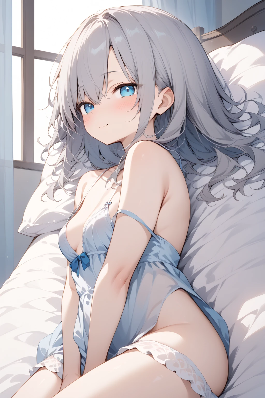 Yamanaka Ino, demi good, sleepwear, pajamas, unbuttoned shirt, showing breasts, medium breasts, lace bikini, bedroom, sunrise, perfect legs, perfect arms, perfect body, pose sexy.