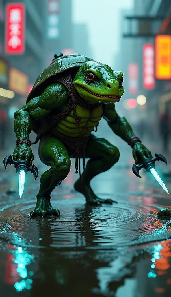 A guy who has frog abilities who uses machetes and a gun to fight