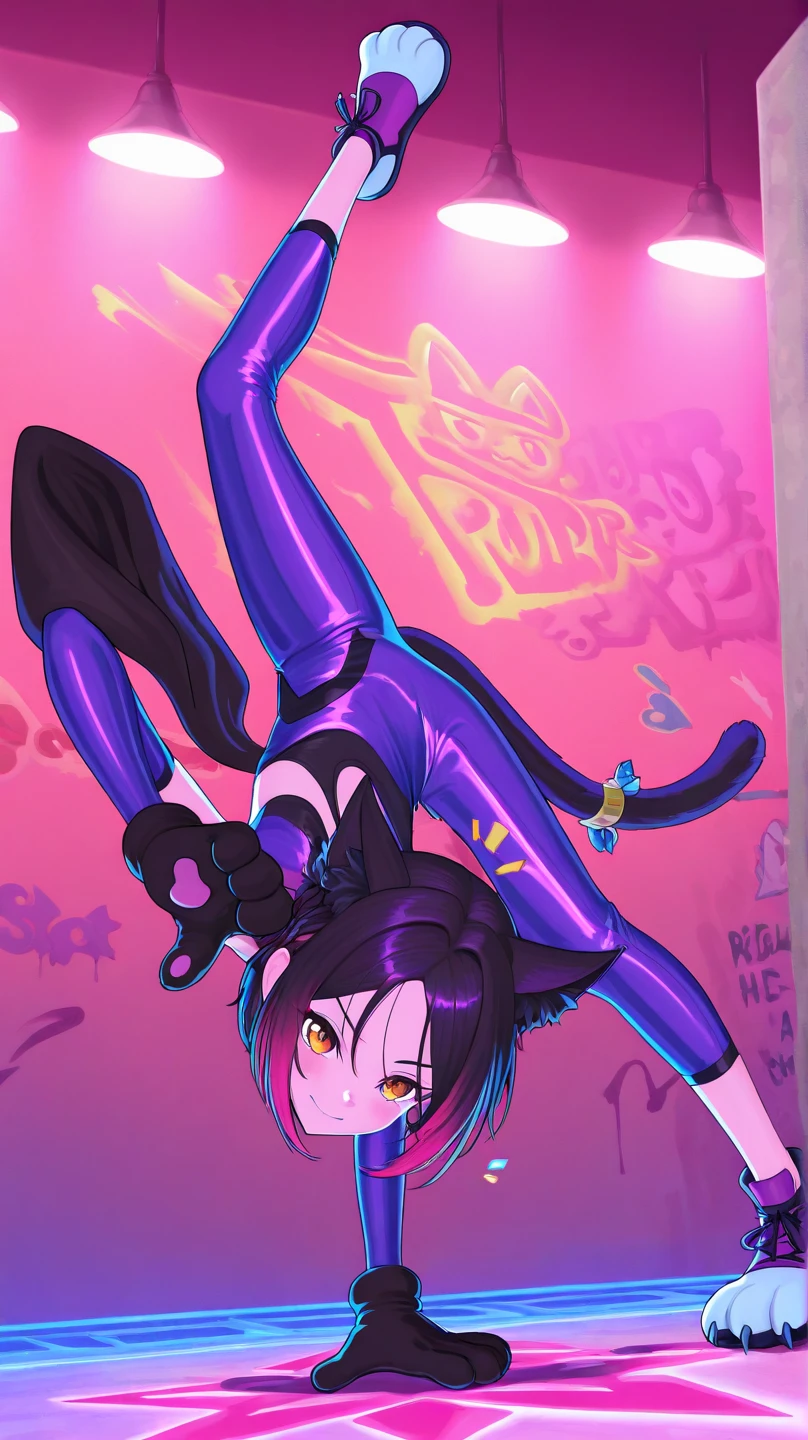 (RAW Photos, La mejor calidad, masterpiece:1.2), (Realist, fotorRealist:1.4),(masterpiece:1.4),(La mejor calidad:1.4), ((sexy linda catgirl cyberpunk japonesa)), ((cuerpo delgado)), pechos grandes, :d, (fringe), blush, ((Color Body Harness)), ((Dynamic pose)), disparo de vaquero, (((Cyberpunk City Streets Antecedentes))), Ingesta de cabello, ((Shapeless long hair)), Bright neon accents, Mirando al espectador, Side Lock, They're laughing, (((Thighsの隙間))), Thighs, Twin tails, Very long hair, Multicolored Hair, Alice \(pitching\),(Glowing Skin),Realist.