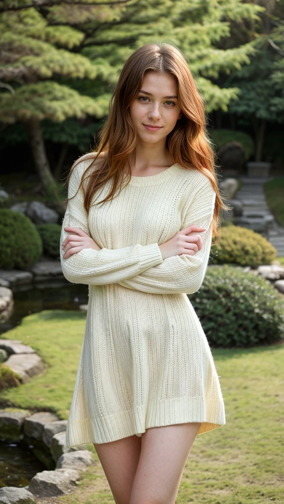 myfoxyland, a woman wearing sweater, forest <lora:myfoxyland:1>