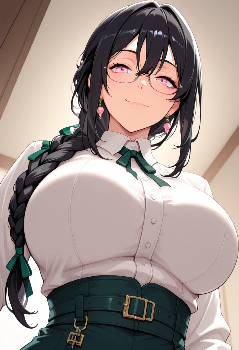 score_9, score_8_up, score_7_up, source_anime BREAK 1girl, solo, upper body, detailed background, <lora:Hasegawa_Chisato_sdxl_lora-10:1>, chisato sdxl, black hair, long hair, green eyes, glasses, red-framed eyewear, ribbed sweater, green sweater, thighhighs, turtleneck, garter straps, miniskirt, black skirt, large breasts, seductive smile, classroom, sunlight, indoors, mature female, on table, sitting, crossed legs, clothes lift, black bra, hands on own chest, navel,