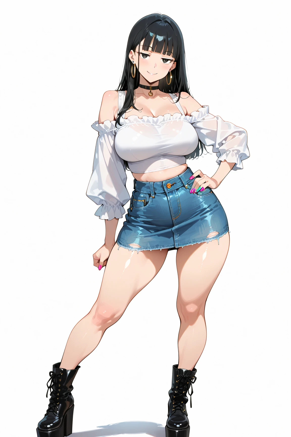 Multiple penises,Slender and sexy woman,Cum in mouth,deep throat ,Black thigh-high boots,Jean Shorts,in the train,Molester,Multiple men,A man grabs a woman's arm,Put your hands behind your back,penis,rape,Sex,Creampie,ponytail,semen,profile,