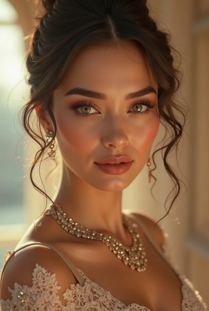 a sexy girl, beautiful detailed eyes, beautiful detailed lips, extremely detailed face and portrait, long eyelashes, wavy hair, delicate facial features, porcelain skin, sultry expression, seductive pose, flowing dress, intricate details, ornate background, dramatic lighting, cinematic composition, vibrant colors, elegant aesthetic, photorealistic, (best quality,4k,8k,highres,masterpiece:1.2),ultra-detailed,(realistic,photorealistic,photo-realistic:1.37)