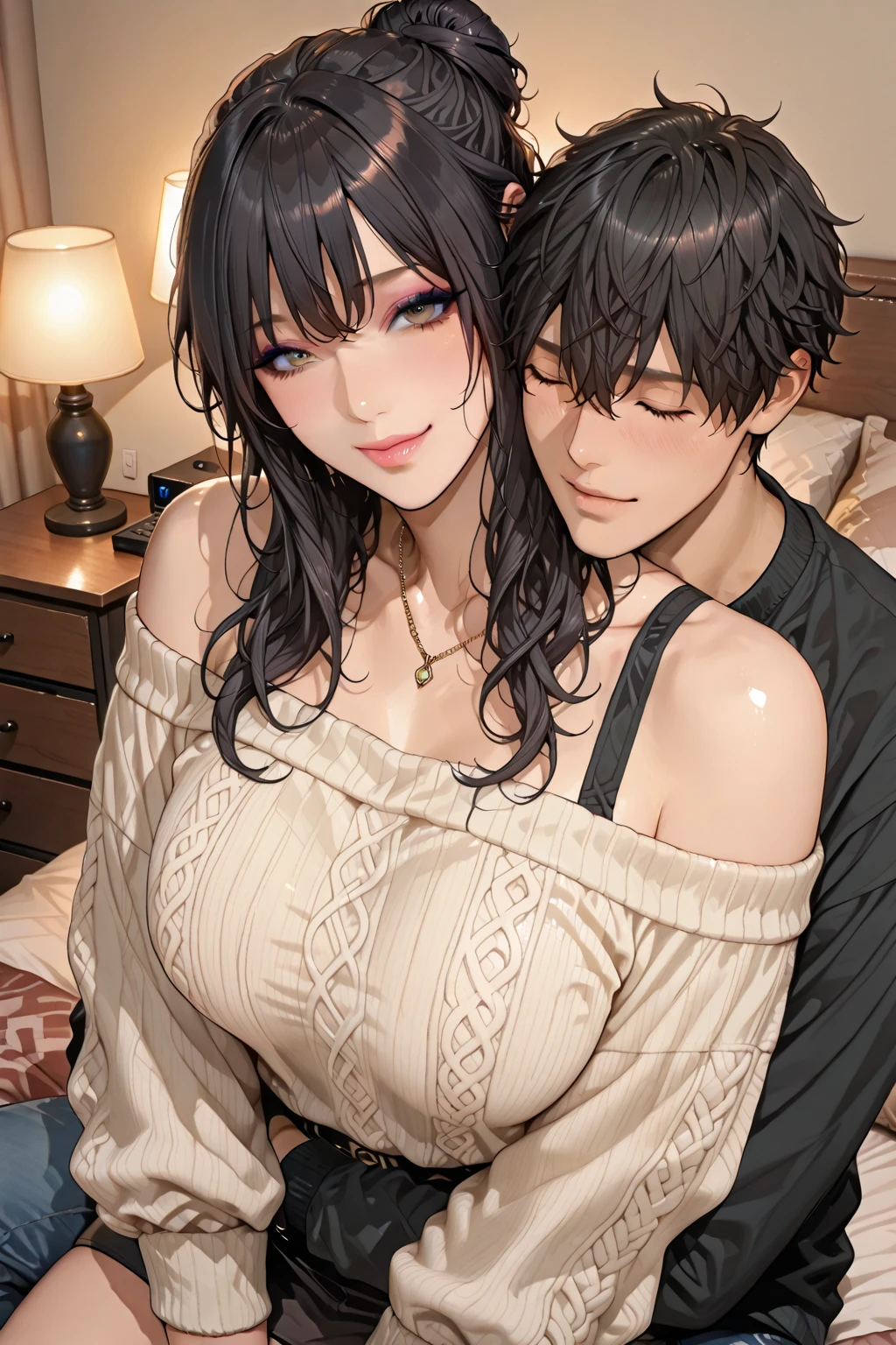 Black-haired girl with a man