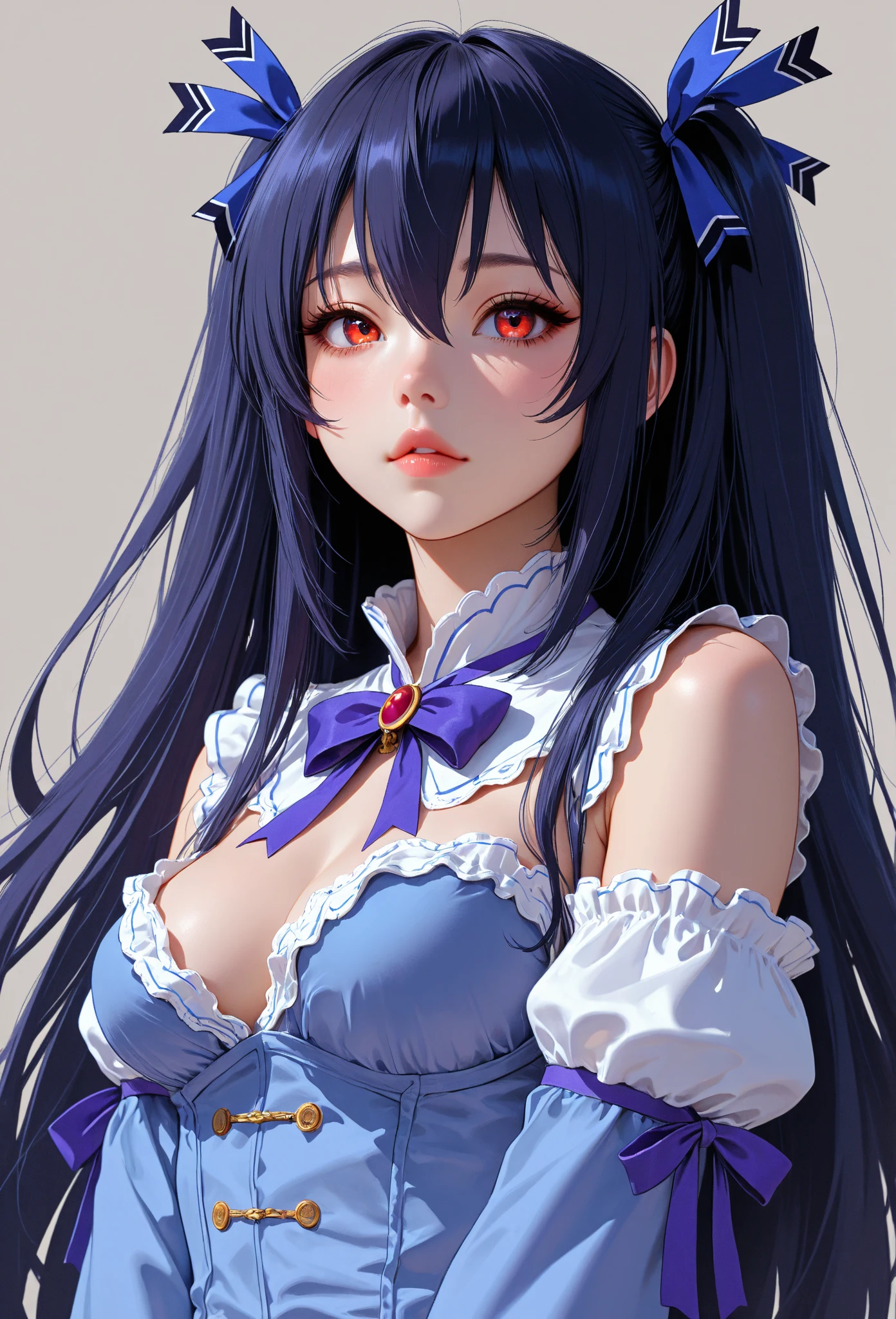 ((High resolution)),masterpiece, high quality, 最high quality, beautiful, Perfect lighting, Detailed face, Very cute face, ((1 person)), ((alone), Navy Blue Hair, Purple eyes, Happy expression, ((blush)), Looking at the audience, ((amount))、Glare、Parted bangs、Asymmetrical bangs, Dark Run-in Room、((パープルsfレオタード、crystallization、sf、White knee socks、Red scarf、kimono))、(Chubby), (Thigh height), (Wide Hips), ((Thick thighs))、Underarm、Place your hands behind your head、Huge breasts,Cleavage, Perky breasts, 24-year-old female、(((Spread your legs)))、Dango