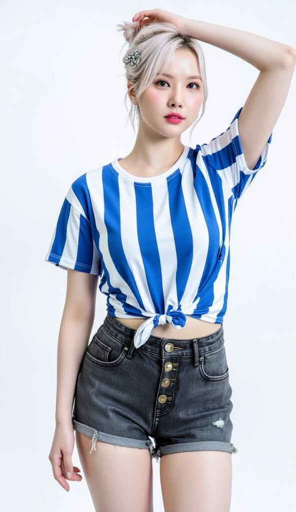 (Nsfw vagina showing) Canon RF85mmf/1.2,work of art,best qualityer,ultra high resolution,1 girl,(mixed korean,kpop idol:1.2),standing alone,Ablaze_Skinned,very white Skinned,eyes black,necklase,chestnut hair,Red lips,long hair,eyelash,wavy hair,bangss,make up,Ablaze lips,Ablaze,pore,Skinned texture,jewerly,bracelet,breasts big,((striped_t - shirt:1.5),(tight pants:1.4),(Urban_Park_fund:1.3))