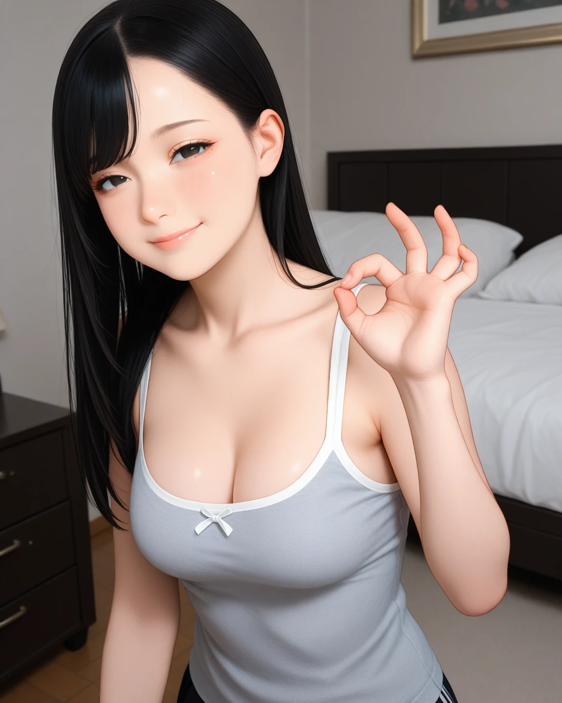 girl, Sweat, vapor, Medium Chest, shy, Beautiful Hands, A light smile, Looking at the audience, Randomly change the color of the outfit,Perfect Fingers、Perfect hands,