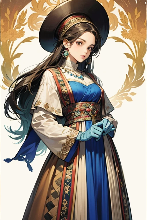 a woman in a blue dress with a white top and blue cape, full body xianxia, keqing from genshin impact, zhongli from genshin impact, from bravely default ii, full body wuxia, scales covering her chest, yun ling, extremely detailed goddess shot, inspired by Lan Ying, inspired by Li Tang, japanese goddess, flowing robes