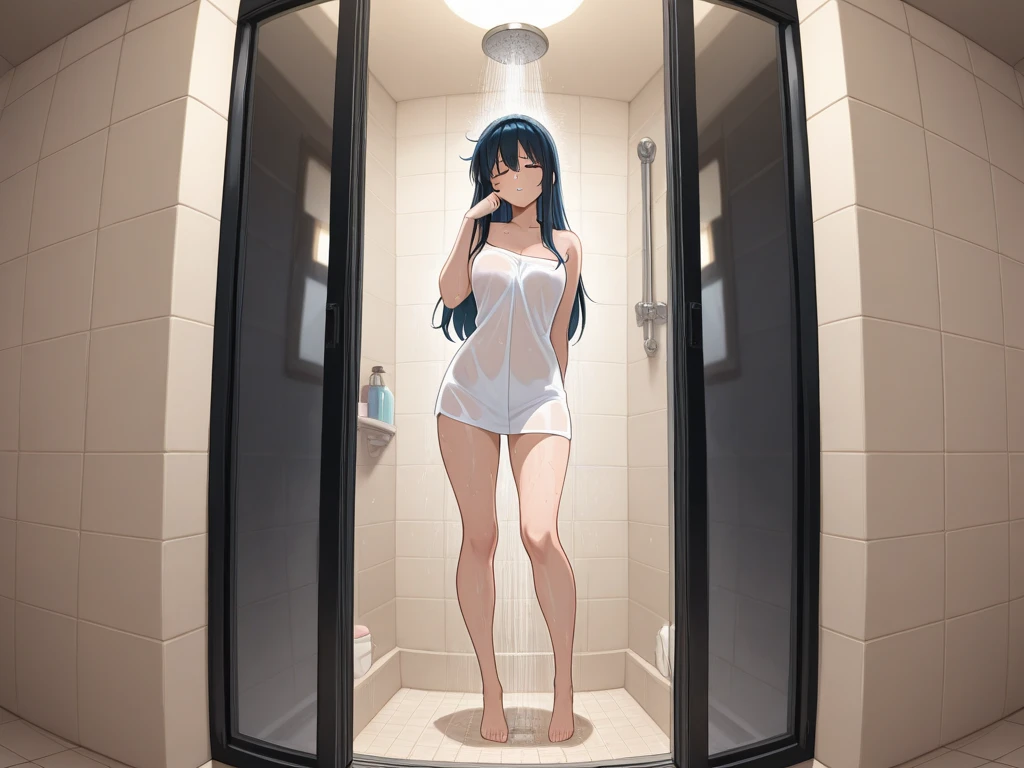 asian girl taking a shower full body