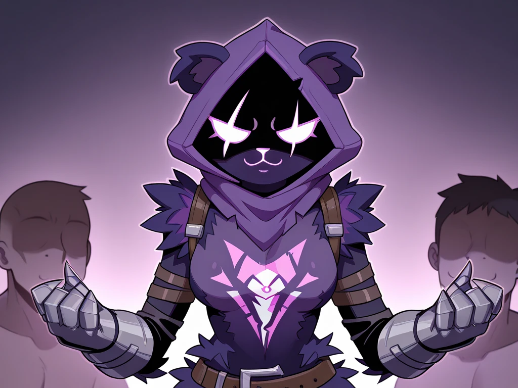 score_9, score_8_up, score_7_up, score_6_up, score_5_up, score_4_up, source_furry, [reiq|mdf], raven team leader, bear, mammal, anthro, arm tuft, armor, boots, boulder, broken heart tattoo, butt, chest tattoo, clothing, cross legs, dark body, dark clothing, dark fur, ear tuft, eye scar, facial scar, female, floating rocks, footwear, fur, furgonomic headwear, furgonomics, gauntlets, gloves, glowing, glowing eyes, handwear, harness, hip tuft, hood, lying, multicolored body, multicolored fur, sitting, outline, pebble, pink eyes, pointy shoes, purple body, purple clothing, purple fur, reclining, relaxed expression, rock, sabatons, scar, schynbalds, shadow face, shoulder tuft, solo, tattoo, tuft, two tone body, two tone fur, vambrace, white outline, epic games, fortnite, cute, detailed background, outside, field, ;3, looking at viewer, happy, confused, ?, unsure
 <lora:raven-team-leader_pdxl:1>