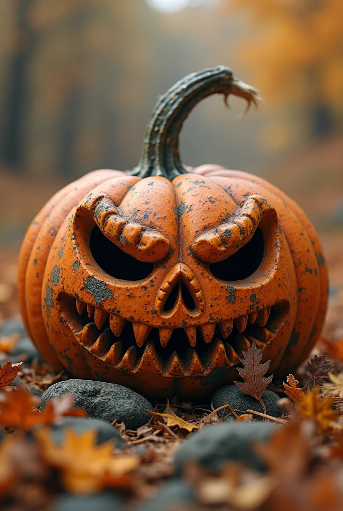 Create a spooky orange Halloween pumpkin with a vintage touch to use as a logo