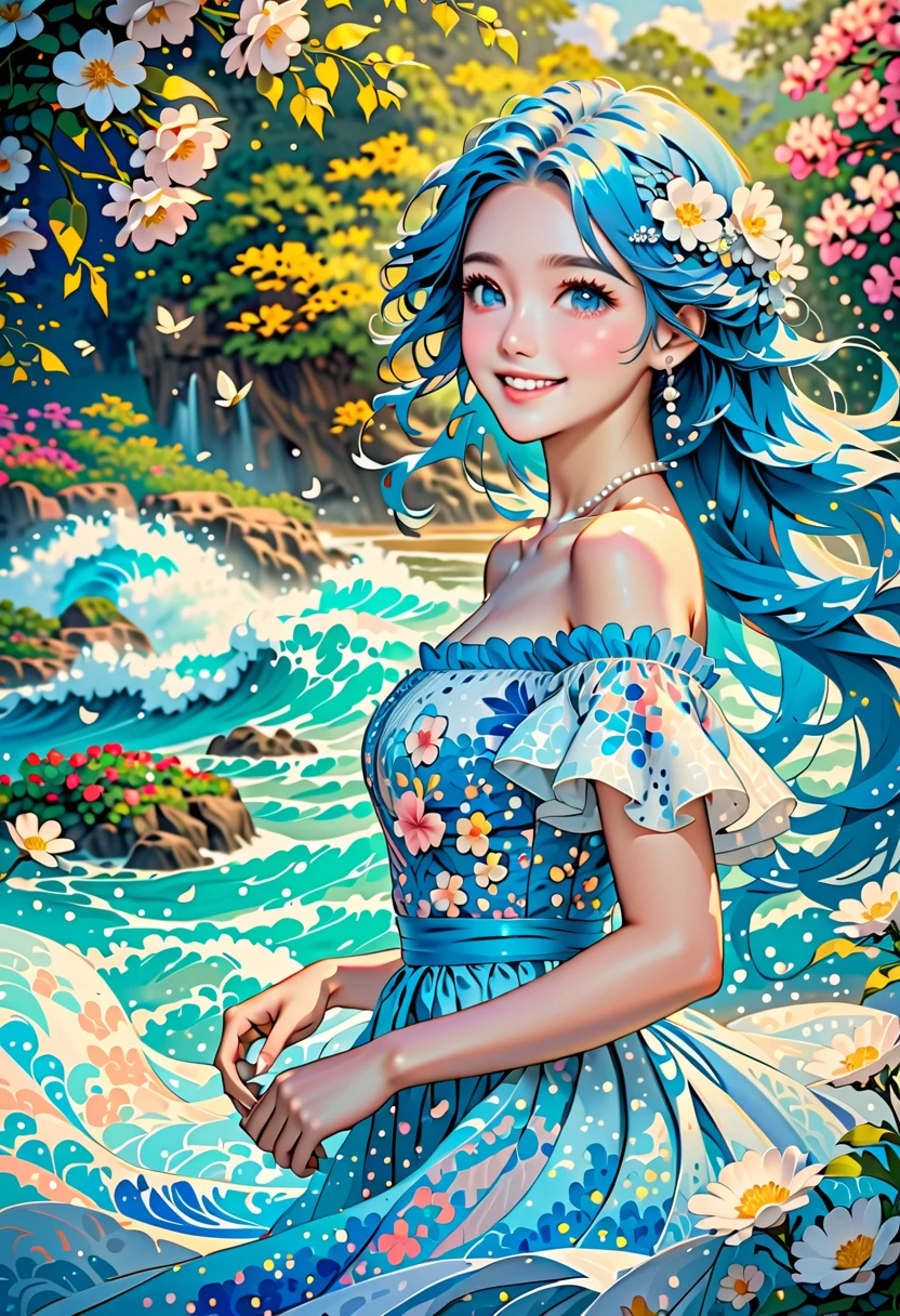 sunset,Girl lying in a comfortable hammock in a colorful garden,navy frange indigo long hair、Beautiful girl with twin tails、Adorable big smile、Relaxing in a hammock from the top of a mountain looking out over the valley below、,A soft breeze gently rustles the flowers and grass around her.,Relaxed atmosphere,Surrounded by lush greenery,Natural Beauty,Peaceful and serene,Feeling totally relaxed and carefree [Beautiful attention to detail,Beautiful lip detail],Wearing a loose summer dress,Immerse yourself in a fascinating book,background,A small waterfall flows slowly,Laid-back clouds floating in the clear blue sky,Birds chirping happily,Creating a harmonious melody,Evokes a sense of peace and calm,Artistic and dreamy landscapes,masterpiece:1.2,High resolution,Very detailed,Realistic,Studio Lighting,Vibrant colors,Soft and warm color palette, best quality, ultra highres, masterpiece:1.2, ultra-detailed, realistic:1.37, photo-realistic, HDR, studio lighting, ultra-fine painting,ultra sharp focus, physically-based rendering, extreme detail description, professional, vivid colors,insane tmasterpiece,ultra_high-quality,ultra_high-details,ultra_high-resolution,ultra_high-definition,Dark-Moody background Eiffel Soft-Bokeh-Effect High-End Deep-Focus Bokeh Ray-Tracing Sophisticated Ambiance fleuraison.reflection,transparent,varies,multi,etc. --v 6 --s 1000 --c 20 --q 500 --chaos 100