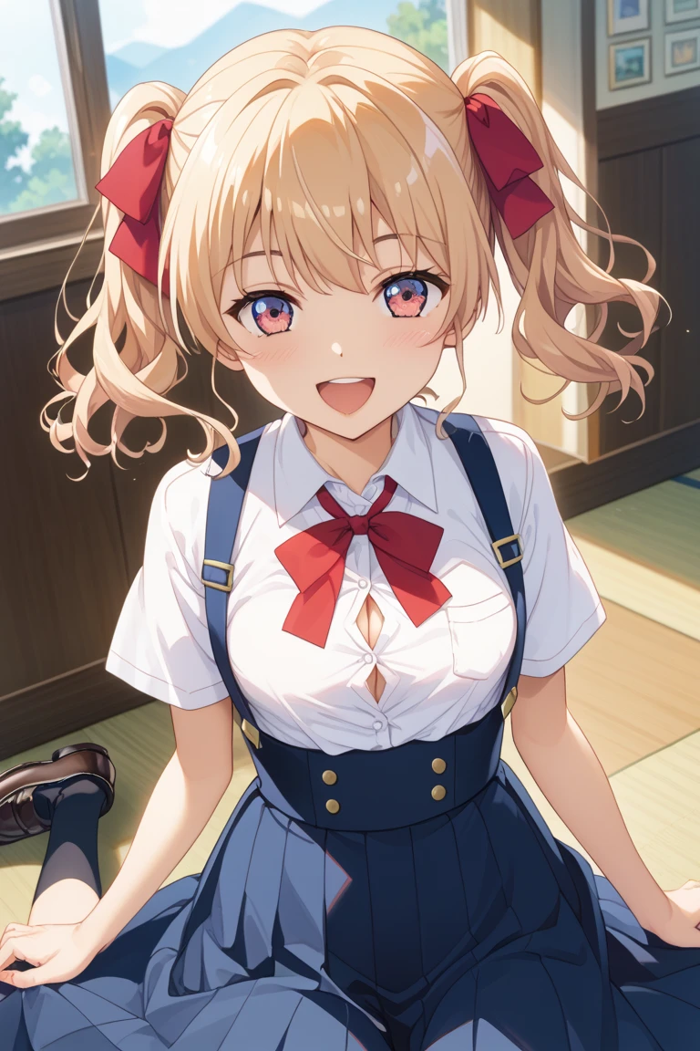 a close up of a cartoon baby bare chest with an eye drawn on it, 1girl, breasts, , smile, solo, grin, dress, selfie, blush, small breasts, flashing, no bra, white dress, collarbone, head out of frame,baby, cute,Ichigo Hoshimiya (Aikatsu!),,downblouse, loose t-shirt, leaning forward,inverted_nipples,