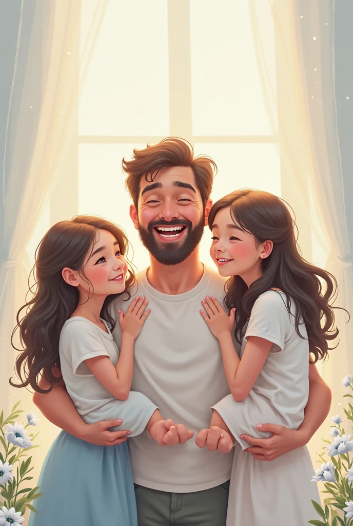 Father and two girls