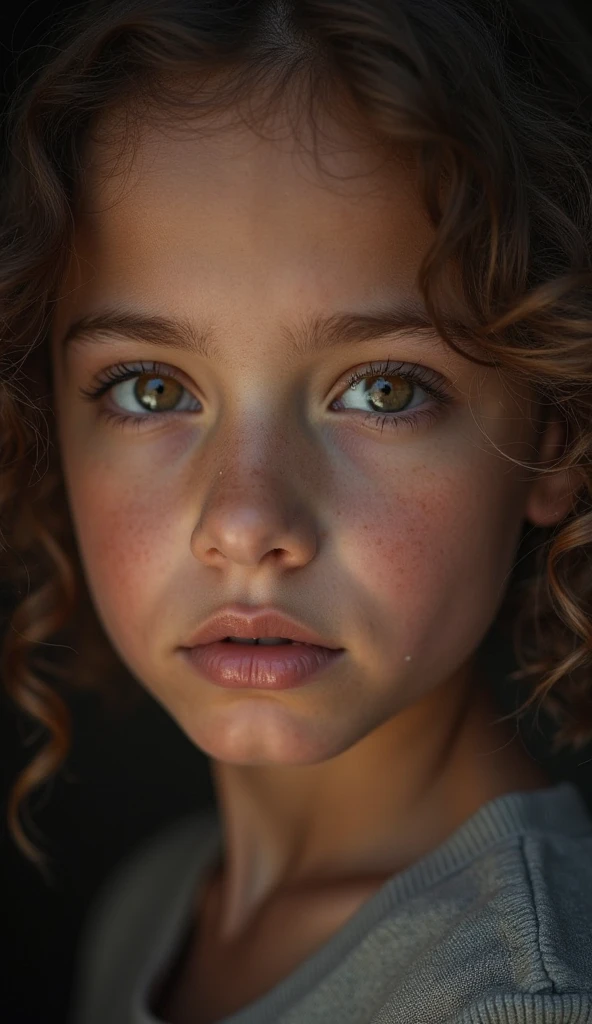 girl with curls, king, rounded eyes, straight nose, fine lips