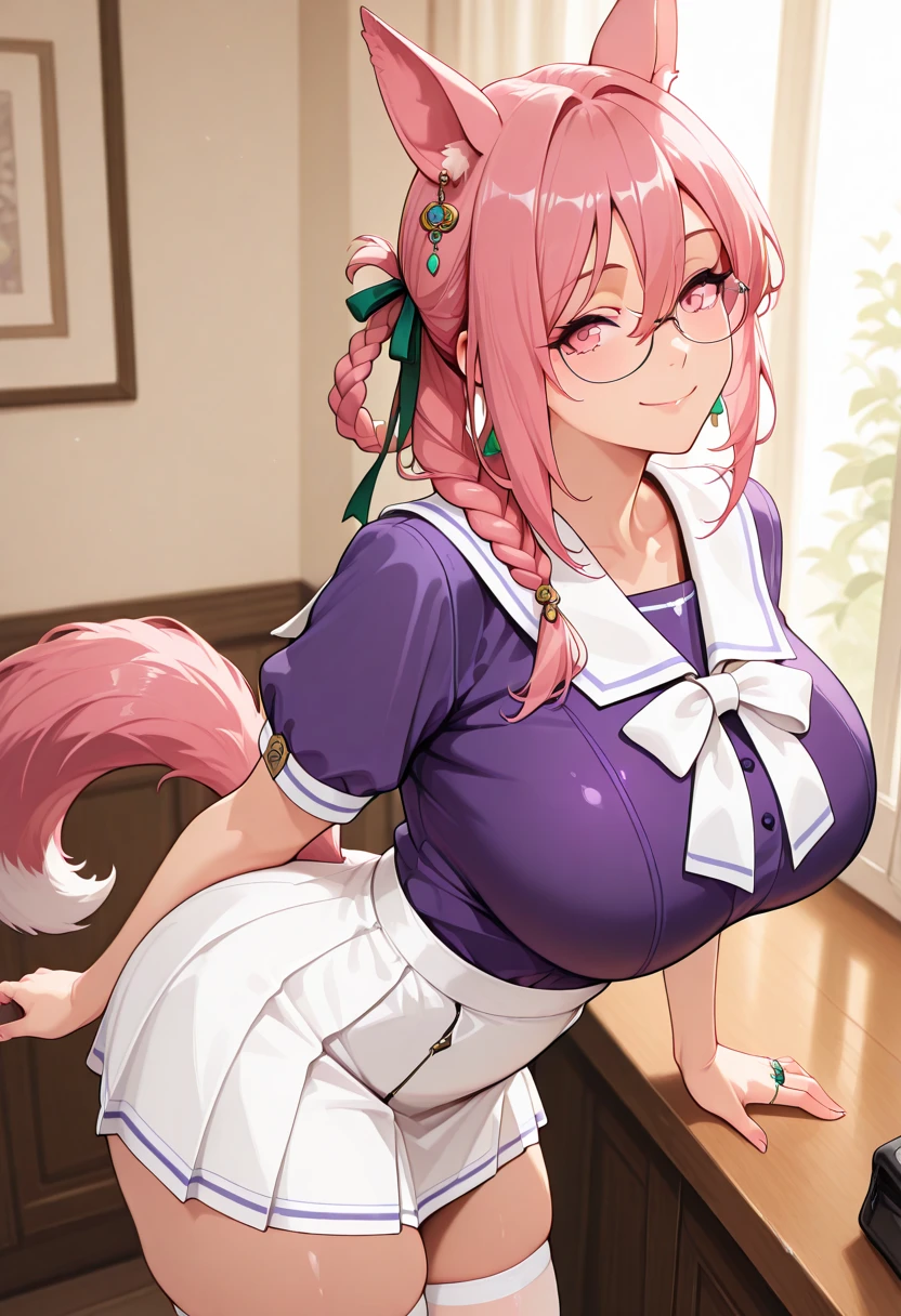 ((NSFW:1.5)),masterpiece, top-quality, Hi-Res, RO1, Hair buns, blue eyess, Twin-tailed, Visor Cap、swim wears、huge udder、Pink ribbon, wrist watch, is standing, cowboy shot, deph of field, A smile、Dynamic Poses、((vaginal、SEX:1.8、1male people:1.5、From the side、Overflowing sexual fluids))
