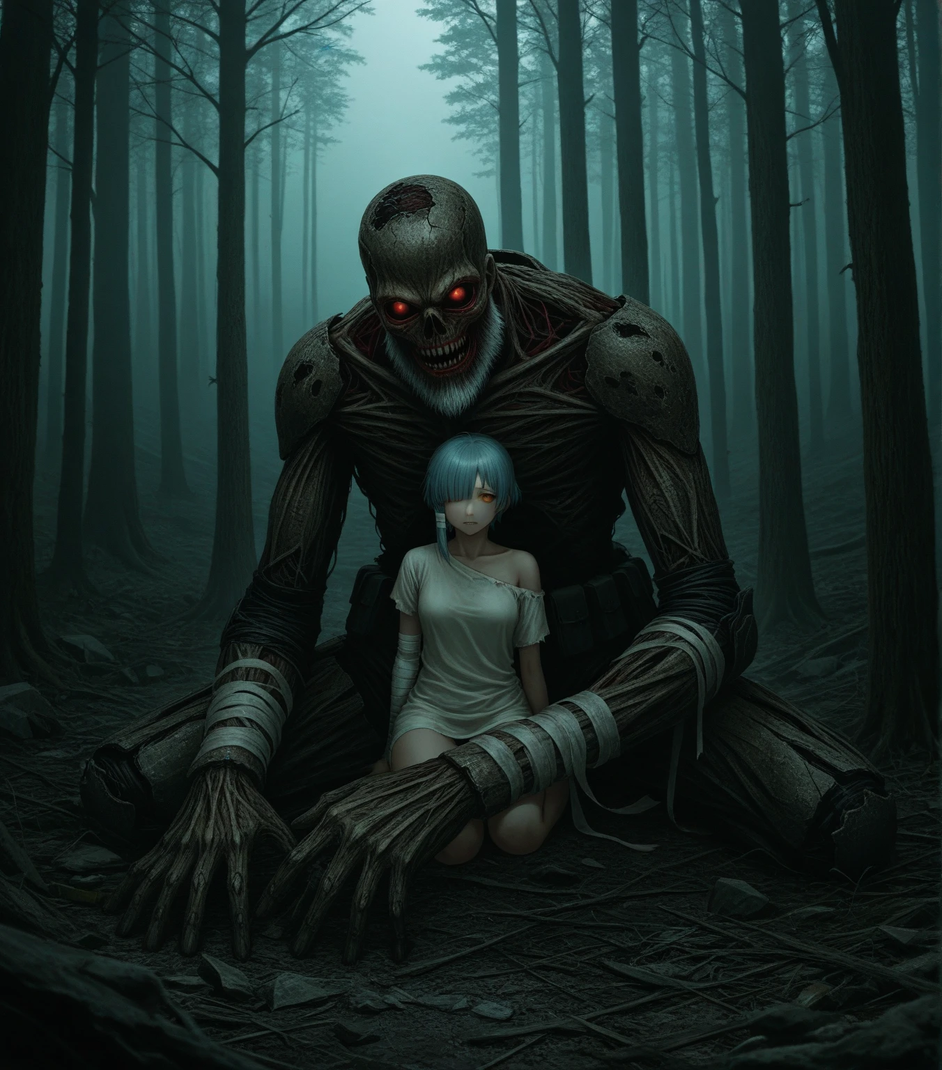 ((Best quality)), ((masterpiece)), ((realistic cartoon)), ((perfect character)):,(1man,solo,expressionless),solo,white hair,hair between eyes,close mouth,red theme,(yellow eyes),dark arua,(skulls, bones,,shoulder bleeding,standing on bright red water. The intricacies of the Stealing customers, the mesmerizing effects of his conjurations, and the level of detail in his weathered face all contribute to a captivating visual experience. This artwork is presented in stunning UHD resolution, allowing you to appreciate every nuance and intricacy in breathtaking detail. View from below,fisheye,Eye level, scenic, masterpiece,mtg art,magic the gathering art.