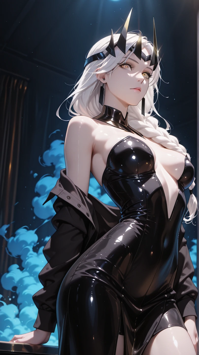 anime girl with white hair and black clothes posing naked, extremely detailed artgerm, detailed digital anime art, artgerm on artstation pixiv, guweiz on pixiv artstation, guweiz on artstation pixiv, fanart best artstation, :: rossdraws, trending on artstation pixiv, rossdraws 2. 5