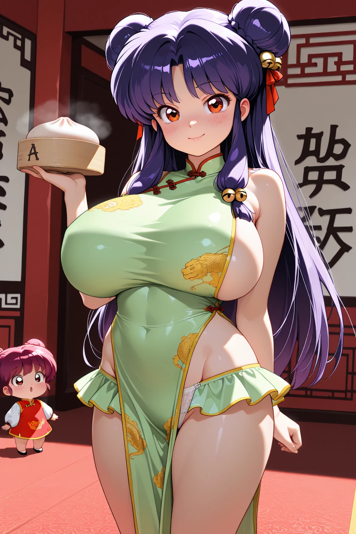 (((vulgarity shop))),(super huge gigantic breast:1.4),Rainbow-coloured samurai woman