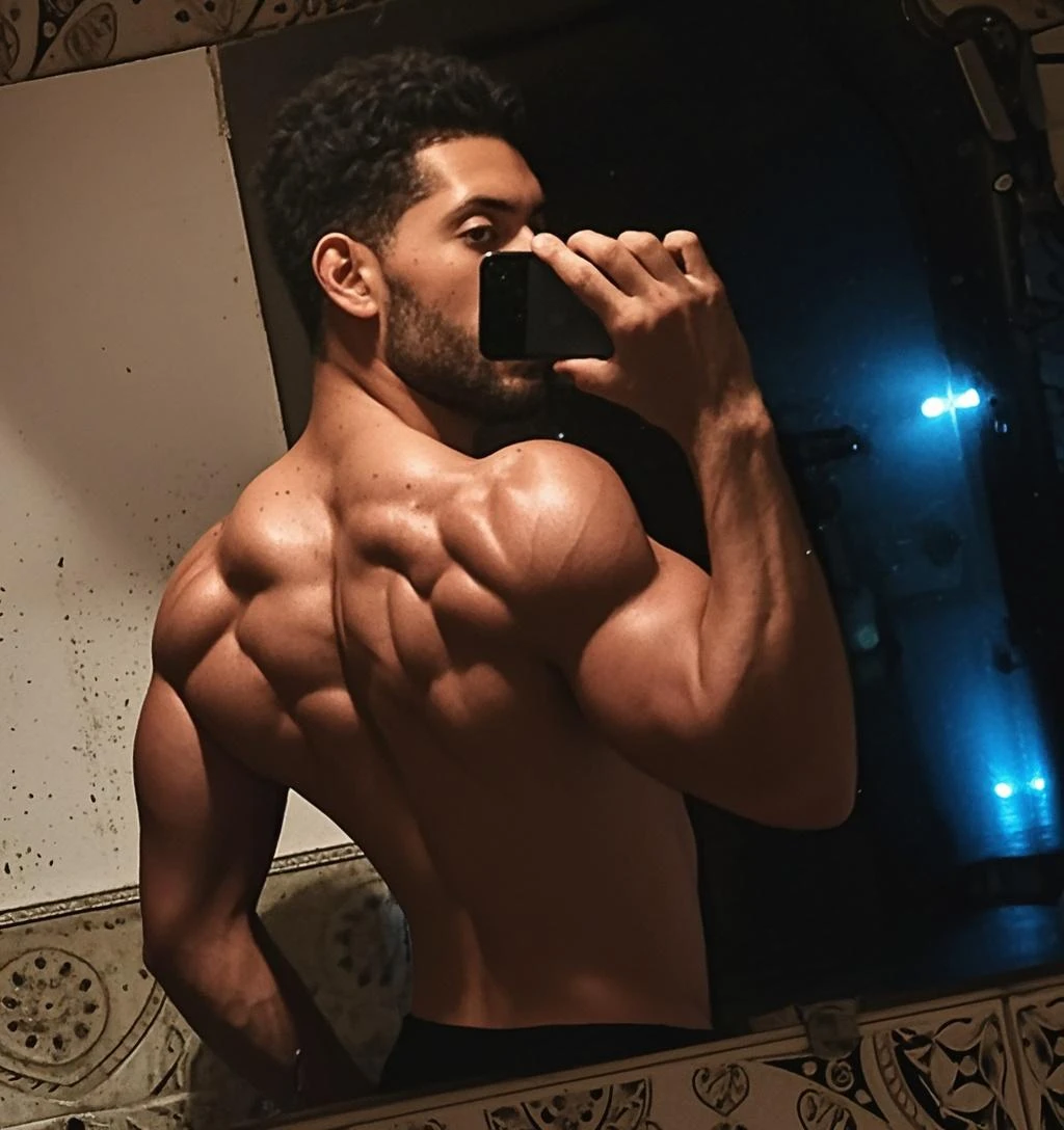 Take off your shirt to show off your muscles.