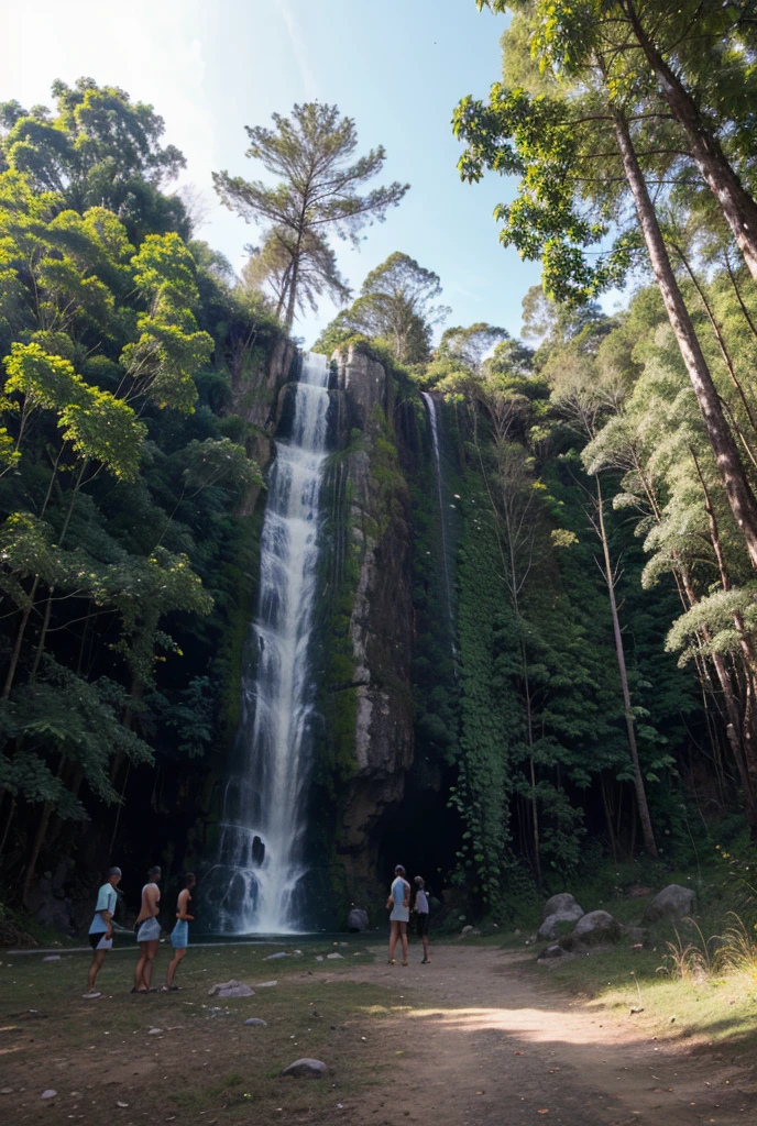 Women in bikinis at a waterfall in Minas Gerais Brazil