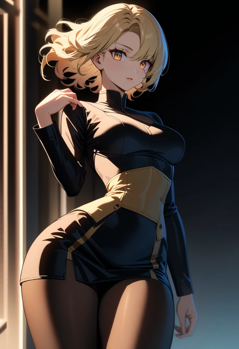 unsurpassed masterpiece, ультрареалистичная 8k CG, perfect artwork, (1girl: 1.1), 独奏, ((perfect female figure)), (NSFW), looking a viewer, Mature woman, Bimbo (android 18) standingn, (Tantalizing), beste-Qualit: 1.1, seductive position, sexypose, seductive, (nice ass), (Curvy), (Thick), hair light, (Cyan eyes: 1.2), Short Hair Hair, earings, Ornaments, denim vest, open vest, black tights, black undershirt, jeans skirt, striped long sleeves, Blue skirt, Toned legs, neat, (Abs: 1,1), (big butt: 1,4), peach ass, (sports body: 1,2), (big breastes: 1,3, (big_pectorals: 1,1), Wide_thights:1,5, Narrow waist, small waist: 1,5, shapely body: 1,2, thick-thighs: 1,3), (sparkly skin: 1,2), (HDR), (Street: 1,2), film photography Nikon D850 camera lens Kodak Portra 400 f1.6, saturated colors, lifelike texture, dramatic lighting, unreal-engine, Trending on ArtStation, gerald brom, by Frank Frazetta, by Luis Royo, by Julie Bell, by boris vallejo, steam, Sex, Erotica, trembling, the sweat