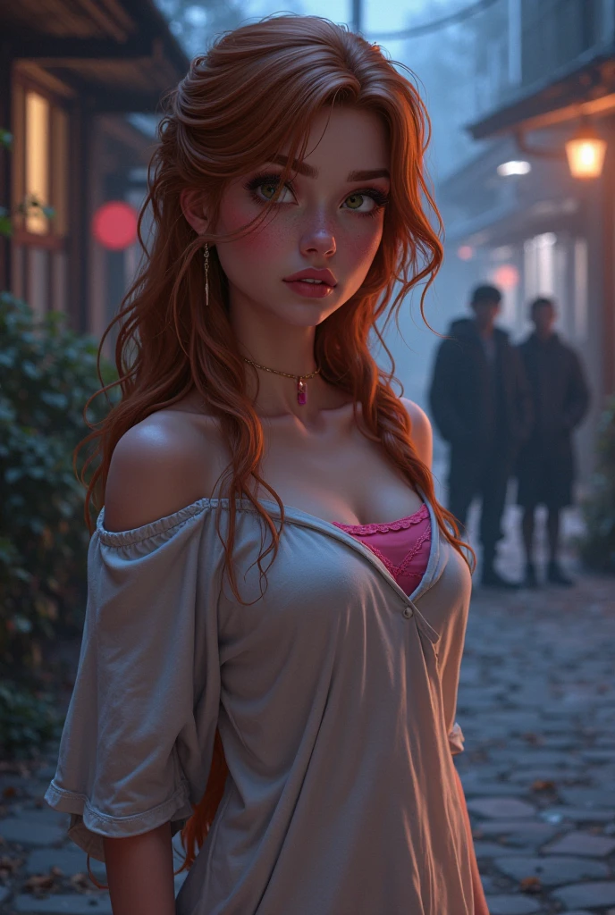 A captivating scene unfolds within the frame: a fiery red-headed girl stands against a backdrop of a wide, sunlit window. The soft glow of sunlight illuminates her features, casting a warm aura around her. With an enchanting smile, she turns her gaze towards the viewer, her eyes sparkling with anticipation. The girl's body language exudes confidence and curiosity, her posture suggesting a question unspoken but keenly felt. Behind her, the window reveals a breathtaking panorama of rolling hills, lush forests, and a boundless sky, inviting the viewer into a world of endless possibilities. The combination of the girl's charismatic presence and the inviting landscape creates an image brimming with warmth, wonder, and the promise of shared adventures.