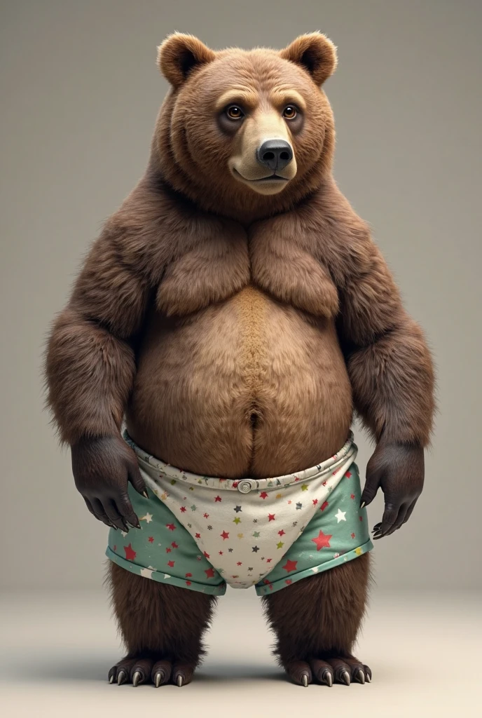 With bear and underwear
